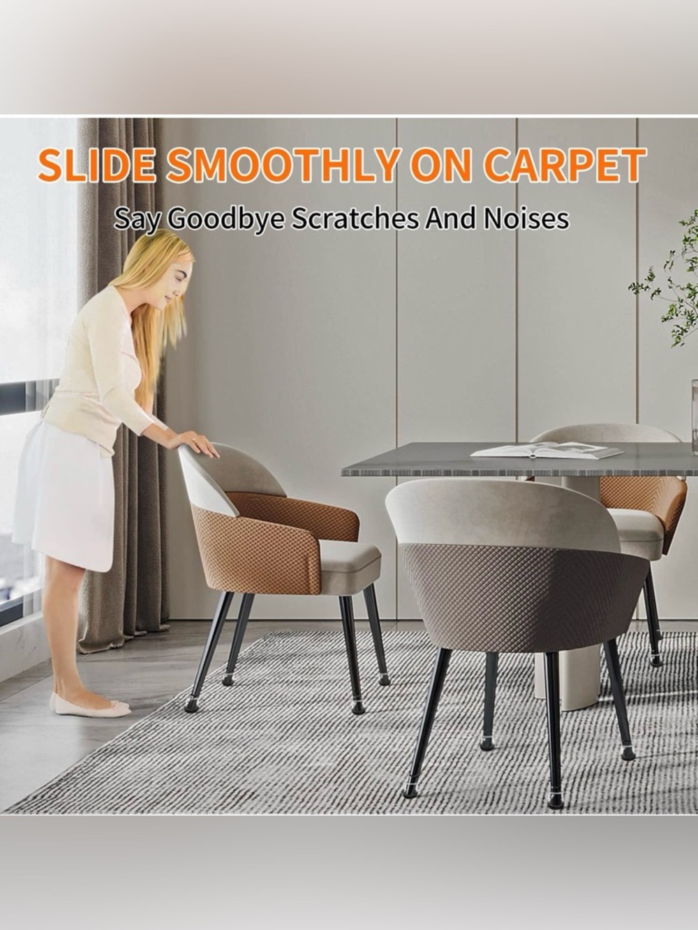 Clear Silicone Chair Leg Protector Sliders with Black Caps (24 Pc) - NWTO - Picture 5 of 9